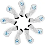 9 Pcs Golf Iron Head Covers Set Club Headcovers with Elastic Band