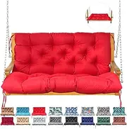 NANGELRN Porch Swing Cushion with Backrest,Waterproof Bench Cushion for Outdoor Furniture,2-3 Seater Replacement Thickened Swing Cushion with Ties,Patio,Outdoor,Backyard and Garden (Red,60x40)
