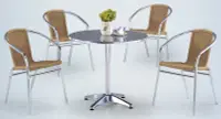 在飛比找Yahoo!奇摩拍賣優惠-【上丞辦公家具】台中免運 鋁管休閒藤椅 鋁製休閒圓桌 圓餐桌