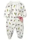 Carters Infant Girls White Cotton Elephant Baby Sleeper Footie Pajamas