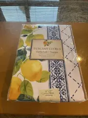 NWT Lemon Tuscany Citrus Fruit Tablecloth 52 X 70" Indoor Outdoor Benson Mills