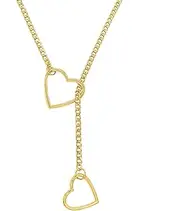 [ZMANYIJEW] Heart O-ring Slip Chain Necklace for Women,Punk Gothic Stainless Steel Cuban Necklace for Women Adjustable Lariat Y-Necklace for Men,Size 24 '' 29 '' 34 ''