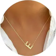 Morakot Gold Initial Necklaces for Women - 14k Gold Plated Big Letter Pendant Necklaces for Women Trendy Jewelry Gifts E