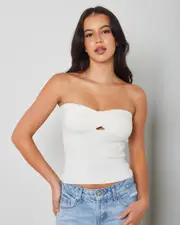 [Mooloola] Mooloola Women's Tully Tube Top in Cream 0 Cream