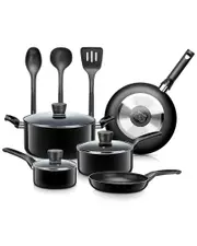 SereneLife 11pc Black Cookware Set