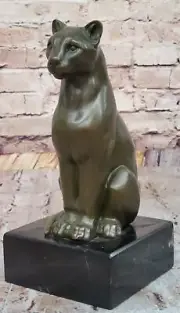 Collectible Statue bronze sculpture Animal SIGN CESARO LARGE SLEEK COUGAR LUCKY