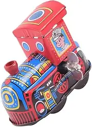 KONTONTY 80s Tin Train Toy Clockwork Children's Train Decorative Wind-up Toy for Home
