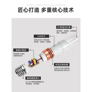 led燈泡e27大螺口e14螺紋玉米燈家用吊燈水晶燈三色變光節能燈泡