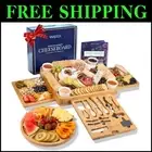 Extra Large Bamboo Cheese Board Set with 23 Accessories for Elegant Entertaining