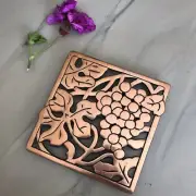 Trivet Cast Iron copper coat Grape / Leaf Design Footed Trivet Wall Decor 6 1/2"