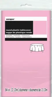 Lovely Pink Round Tablecloth Plastic Party Table Cover Cloth Waterproof 213cm