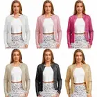 Women Blazer Wedding Coat Open Front Jackets Daily Notch Stand Collar Glitter