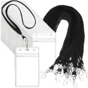 100 Sets Clear Lanyard with ID Holder Bulk Flat Lanyard with Retractable Badg...