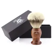 Shaving Brush Soap Lather With Wooden Handle & Silver Tip Badger Hair HARYALI