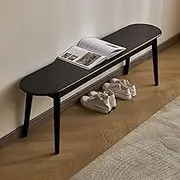 Solid Wood Entryway Bench, Rustic Entryway Shoe Bench，Rounded Corners Wood Kitchen Entryway Bench With Armless Design And Short Height,narrow Slim Bench For Entryway,Hallway, Living Room(Black,55.1in/