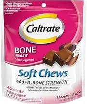 Caltrate 600+D3, Calcium and Vitamin D3 Supplement Soft Chews, 600 mg (Chocolate Truffle Flavor, 60 Count)