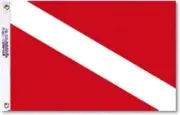 Skin Diving Diver Down Flag 20x30" Annin 252704WE NYL-GLO Made USA Priority Ship