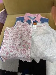 Wranglers Top Womens XXL PinkFloral And Denim Sleeveless Snap Pearl Button