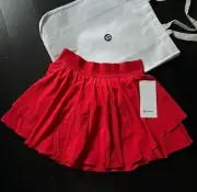 Lululemon Court Rival Hr Skirt Long Hot Heat Sz 0 NWT
