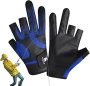Acunny Non-Slip Fishing Gloves, Fishing Sun Gloves - Three Fingers Unisex Elastic Band Gloves - Adjustable Elastic Bands for Cycling, Photography and Hunting