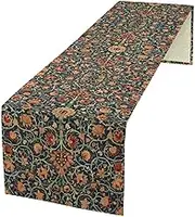 Yearn Jear William Morris Table Runner, Boho Rustic Ethnic Flower Original Design Print Table Runner for Home Party Dining Room Kitchen Decor 13x70 Inch