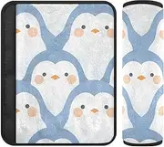 Delicate Cartoon Penguin Light Blue 2 pcs seat Belt Padding Shoulder Strap, Release Stress to Your Neck and Shoulders, Covers for seat Belts for Backpack Airplane Van 10x7.7 in