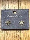 Fashion Jewelry Christmas SNOWFLAKE ❄️ CRYSTAL ❄️ Gold Stud Post Earrings