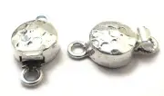 2 Pcs Hammered Round Box Clasp 1 Strand Antique Silver Plated