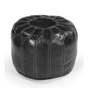 Black Bloom Leather Ottoman