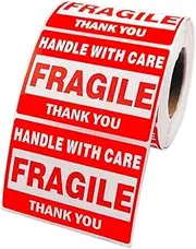 Mtxorvix 2 x 3 Inch Fragile Stickers Handle with Care Warning Packing Shipping Label, Permanent Adhesive, Red Warning Stickers Fragile Labels, 1 Roll 76mm*51mm(500 Labels Per Roll)