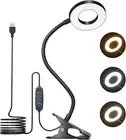 Led Desk Lamp with Clamp Black,USB Clip Reading Light with 10 Dimmable Brightne