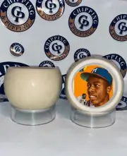 Custom "#128 HANK AARON" Cue Ball Shot Glass - Hollowed Cue With Custom Image