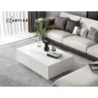 4 Drawer Coffee Table UV High Gloss Storage Modern Living Room Furniture White