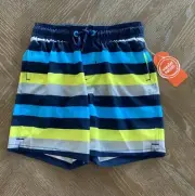 Wonder Nation Boys Quick Dry Swim Trunks Pocket Tropical Shorts XS (4-5)