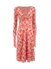 Pink Floral Print Tie Front Dress