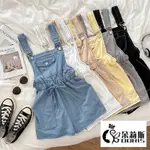 【DORIS朵莉斯服飾】(現貨當天出）#8244時尚減齡口袋設計感抽繩高腰顯瘦露背連身褲休閒褲短褲 連身短褲