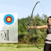 Everfit 55lbs Bow Arrow Set Recurve Takedown Archery Hunting for Beginner Green