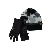 NWT Free Country Boys Hat & Glove Set Black Camo L/XL