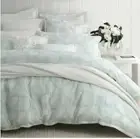 LOGAN & MASON AUSTRALIA PLATINUM LANI SEAFOAM LEAFY MOTIFS QUILT COVER SET QUEEN