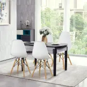 CostwayEames Dining Chairs Plastic Pre Assembled Chairs with Wood Legs-White