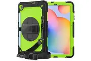 Samsung Galaxy Tab S6 Lite 10.4 inch 2020/2022/2024 Case with Screen Protector Hand Strap Stand & Shoulder Strap-Black&Green