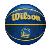 在飛比找Yahoo奇摩購物中心優惠-Wilson 籃球 NBA Warriors 藍 金 標準7