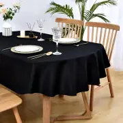 Oval Tablecloth 60 X 84 Inch Washable Fabric Table Cloth Solid Black Table Cover