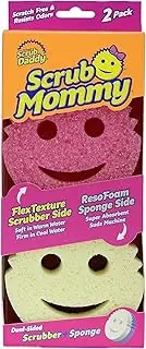 Scrub Daddy Scrub Mommy Cleaning Sponge, Scourer Kitchen Sponges, Cleaning Agent with Texture Change, Scratch-Free Washing Sponge, Odour Resistant Smiley Sponge, Dish Sponge - Pack of 2 Pink