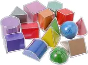 HOUDERCO Educational Toys for Kids 15pcs Shapes Set Counting Blocks Light Table Manipulatives Learning Teaching Perspective Models