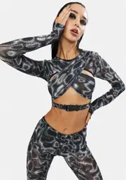 [Club Exx] Ripple Effect Mesh Crop Top