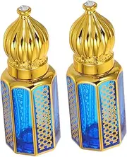 BELLIFFY 2pcs Vintage Glass Perfume Roller Bottles Refillable Essential Oil Containers Compact Dispenser for Perfume and Liquid Use