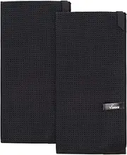 VIVOTE Microfibre Tea Towel Super Tea Towels Black Absorbent Lint Free Waffle Construction Large Kitchen Towel 50 x 70 cm Pack of 2 Black