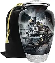 Train Railroad Urn for Human Ashes | Large Handcrafted Funeral Memorial | Decorative Cremation Urn for Women and Men
