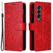 For Samsung Galaxy Z Fold4 5G Stand Phone Case Sunflower Imprinted Wallet Folding Phone Cover